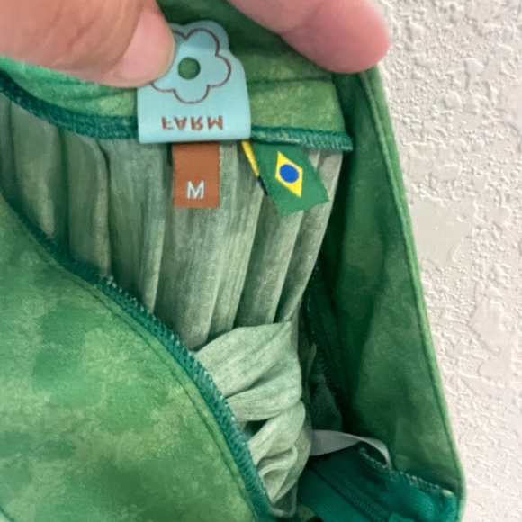 Farm Rio Floral Pleated Midi Skirt Size M Green Lightweight Side Zip Semi Sheer - Picture 8 of 9